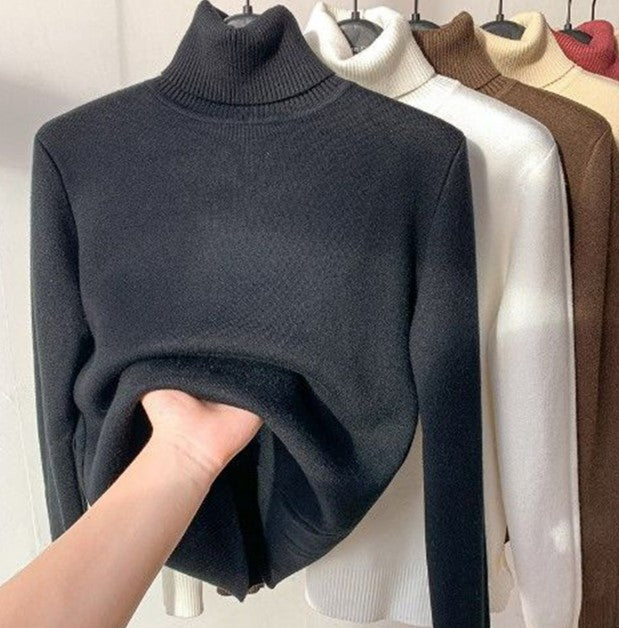 Winter Fleece Knitted Turtleneck – Evelyne-Black-S-The Livary