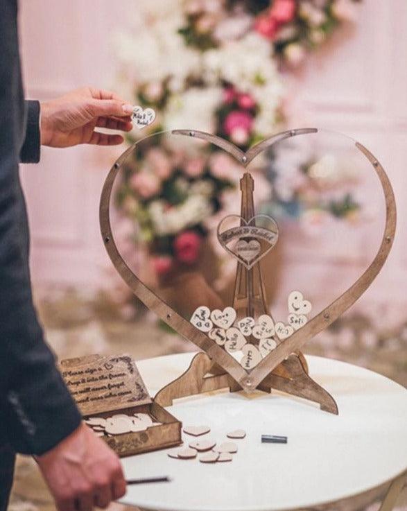Heart-shaped Wooden Guestbook – Memoro-60 Hearts-The Livary