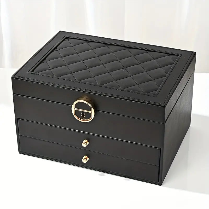 Jewellery box with multiple layers and velvet interior – Maeva-Cedar brown-The Livary