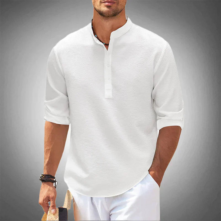 Men's Summer Shirt Breathable Short Sleeve Casual Shirt - Luca-White-S-The Livary
