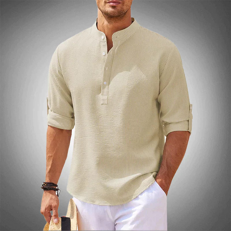 Men's Summer Shirt Breathable Short Sleeve Casual Shirt - Luca-Beige-S-The Livary
