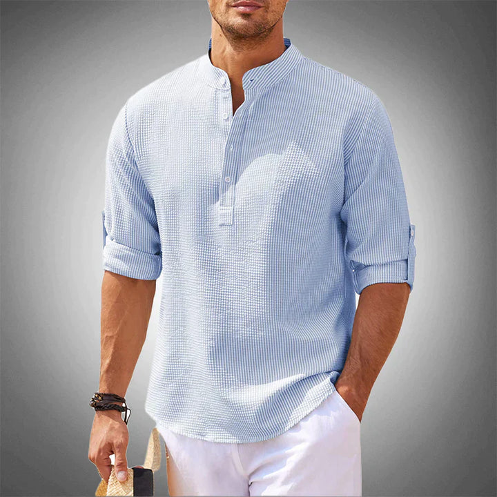 Men's Summer Shirt Breathable Short Sleeve Casual Shirt - Luca-Blue-S-The Livary