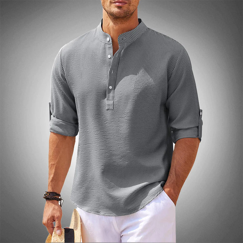 Men's Summer Shirt Breathable Short Sleeve Casual Shirt - Luca-Gray-S-The Livary