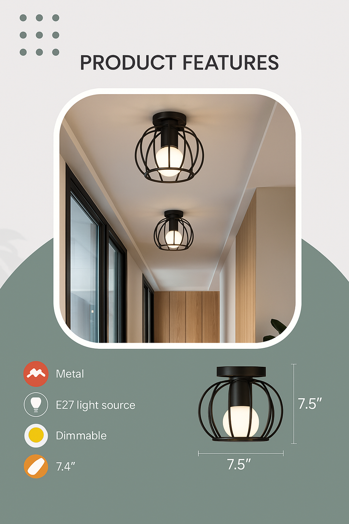 Trendy Industrial Ceiling Light with Open Design - ForgeLight-The Livary