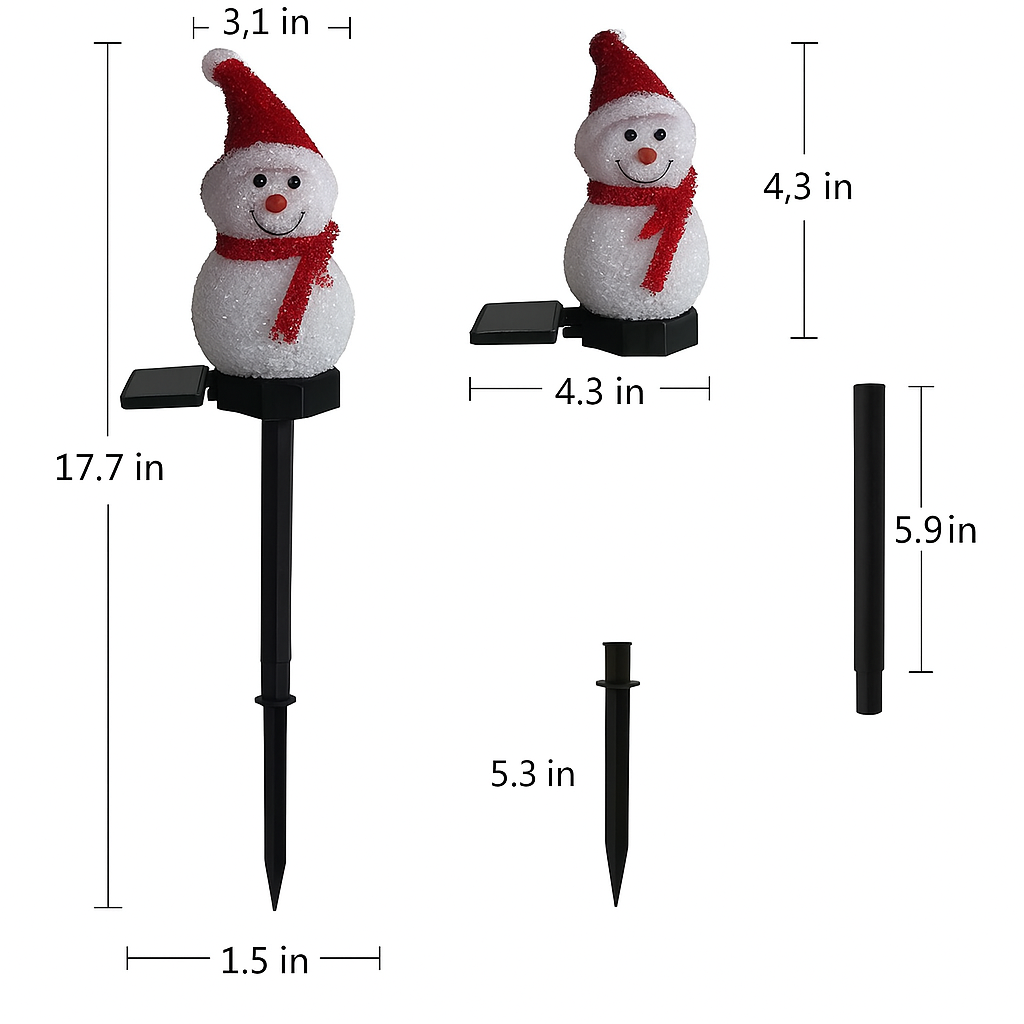 Solar Energy Snowman Lamp - SolarSnow-Red (1+1 Free)-The Livary