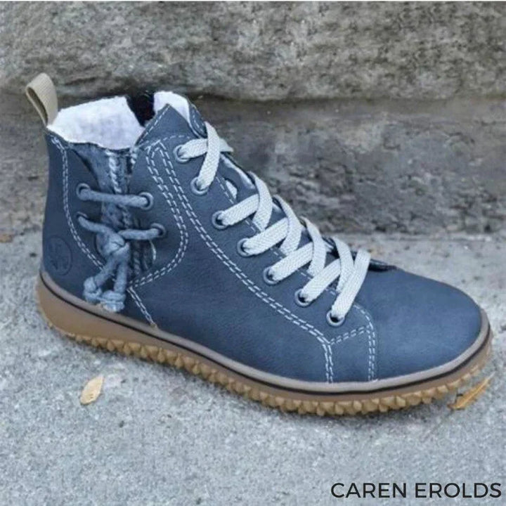 Classical Vintage Leather Winter Boots for Women - Sofia-Blue-3-The Livary