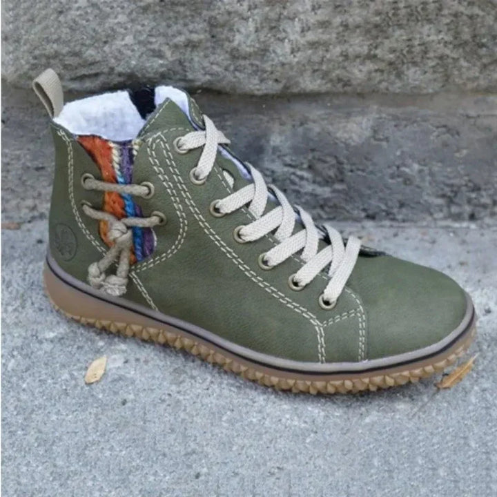 Classical Vintage Leather Winter Boots for Women - Sofia-Green-3-The Livary