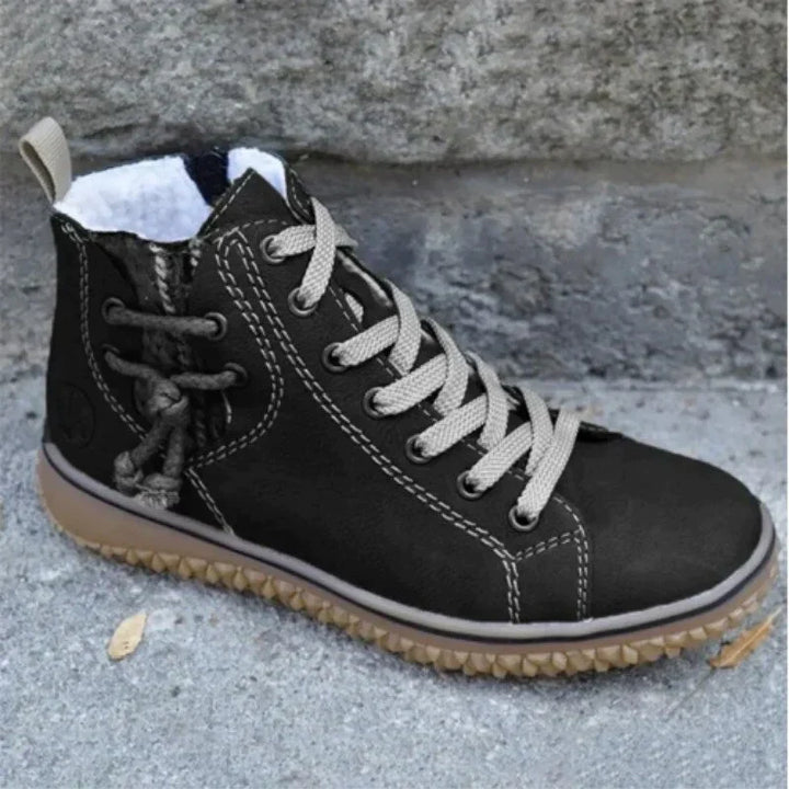 Classical Vintage Leather Winter Boots for Women - Sofia-Black-3-The Livary