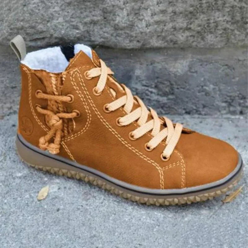 Classical Vintage Leather Winter Boots for Women - Sofia-Brown-3-The Livary