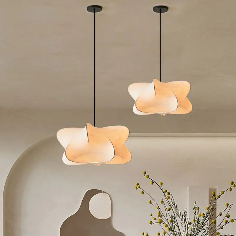 Japanese Silk Pendant Lamp in Wabi Sabi Style - Sana-White Light-40cm x 20cm-The Livary