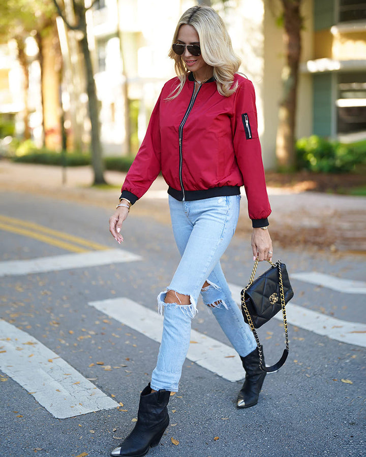 Stylish Ladies Bomber Jacket - Rhea-Black-S-The Livary