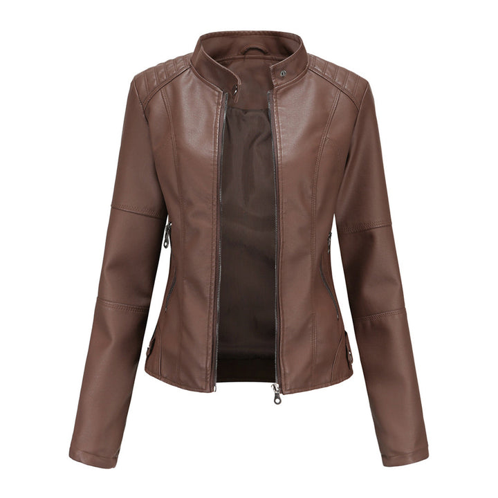 Stylish Leather Ladies' Jacket - Romy-Dark brown-XS-The Livary