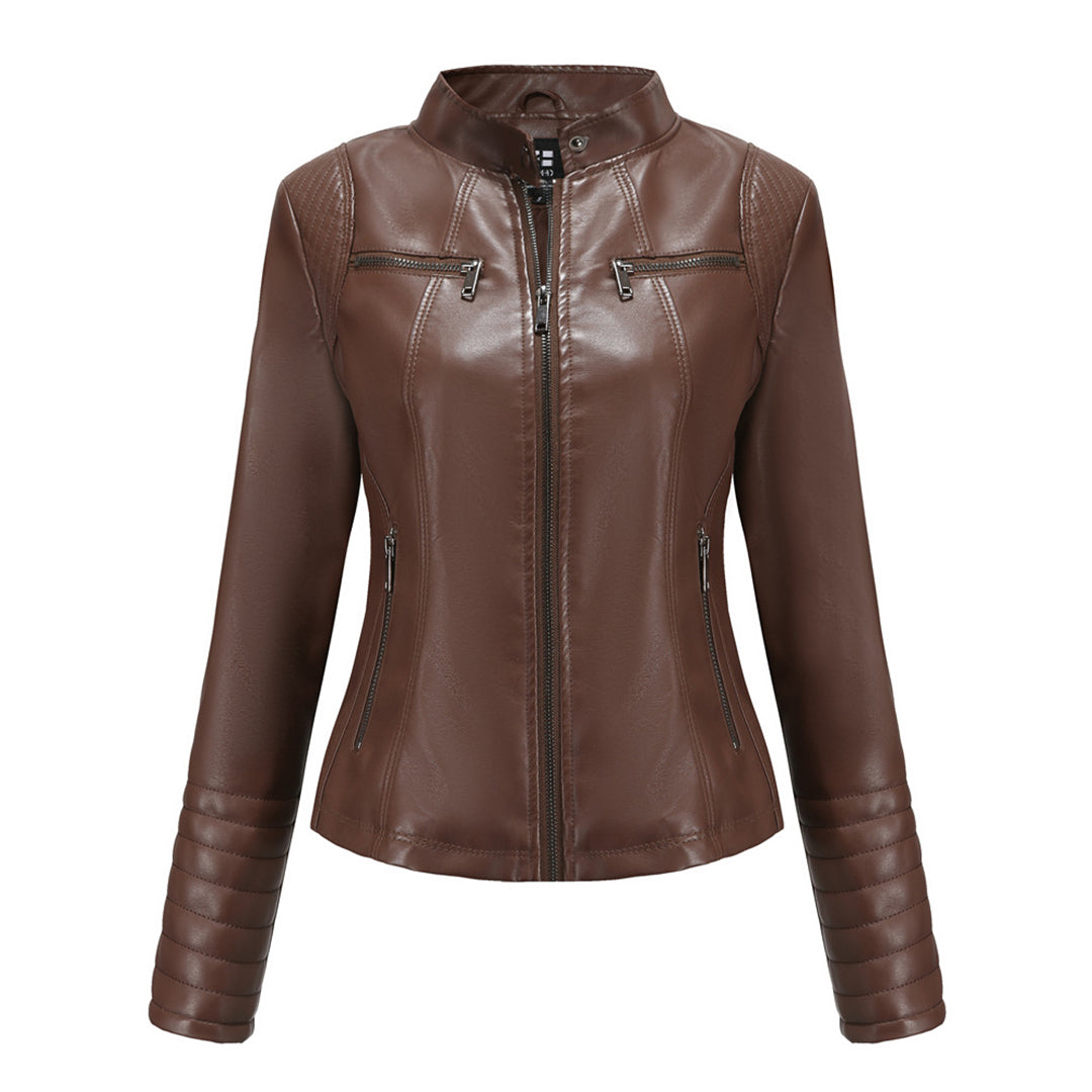 Cool Leather Women's Jacket – Elin-Dark brown-XS-The Livary
