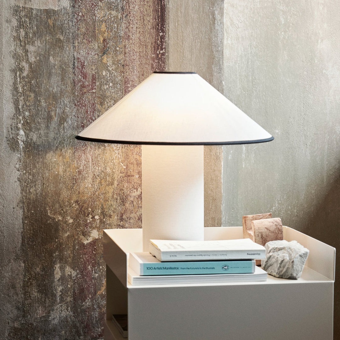 Table lamp with fabric shade – Lunara-Red+White-The Livary