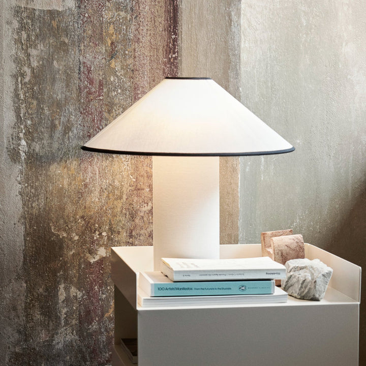 Table lamp with fabric shade – Lunara-Red+White-The Livary