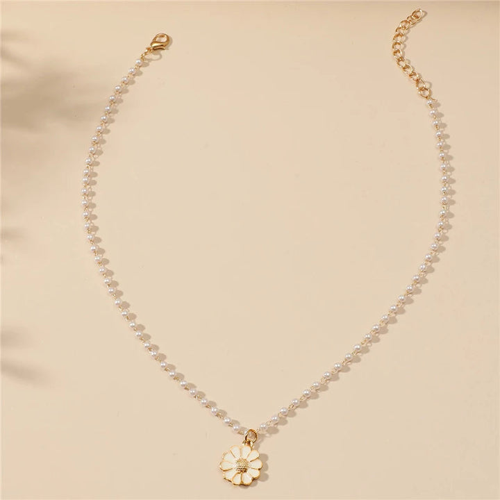 Daisy & Pearl Pendant Necklace for Women - Lara-The Livary