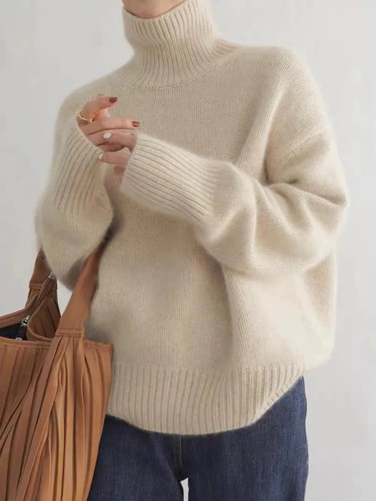 Cashmere Ladies' Turtleneck - Seraphina-Beige-S-The Livary