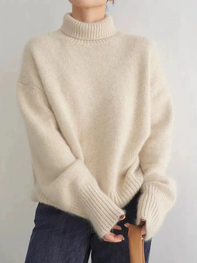 Cashmere Ladies' Turtleneck - Seraphina-Beige-S-The Livary