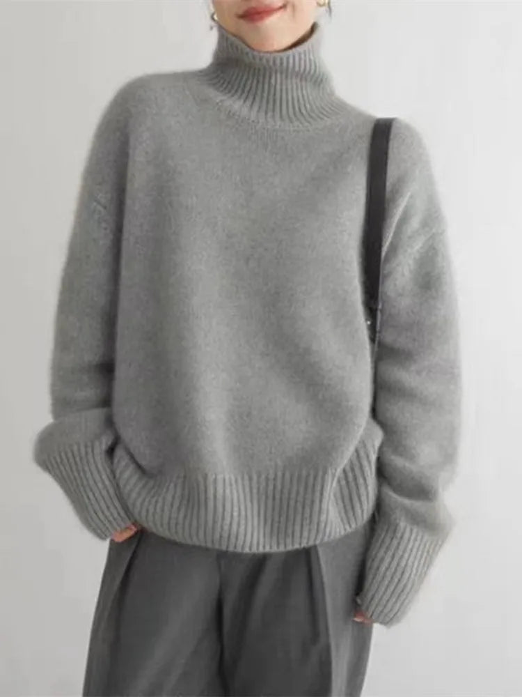 Cashmere Ladies' Turtleneck - Seraphina-Beige-S-The Livary