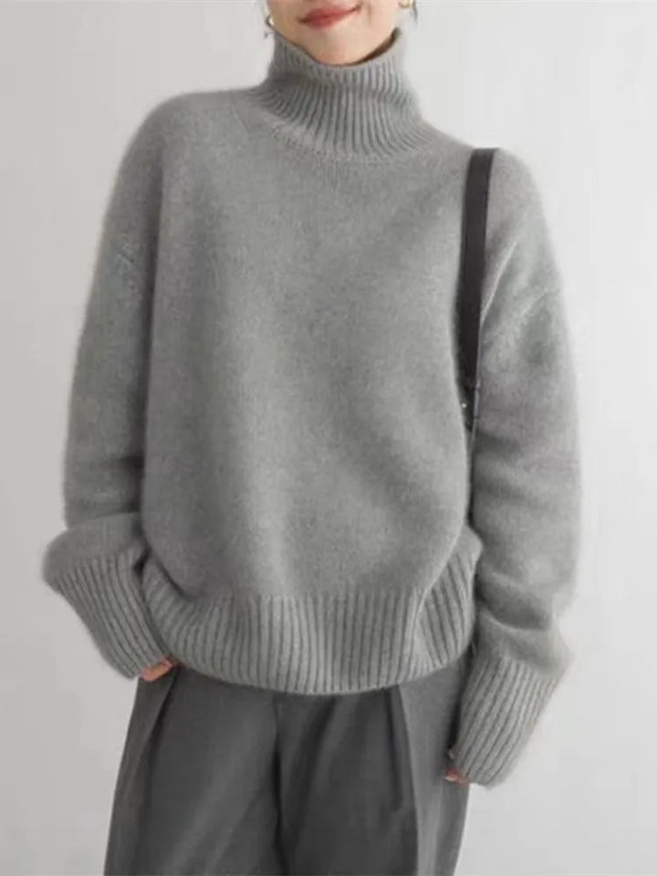 Soft Cashmere Women's Turtleneck - Seraphina-Beige-S-The Livary