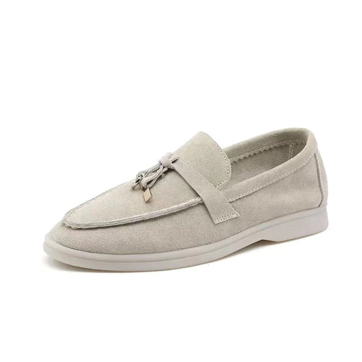 Comfortable Loafers with Lock Detail - Isabella-Beige-4.5-The Livary