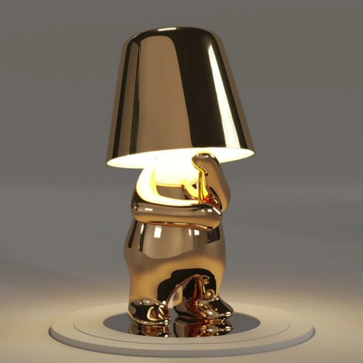 Playful Dimmable Table Lamp - LumoPals-Gold-Thinking-The Livary