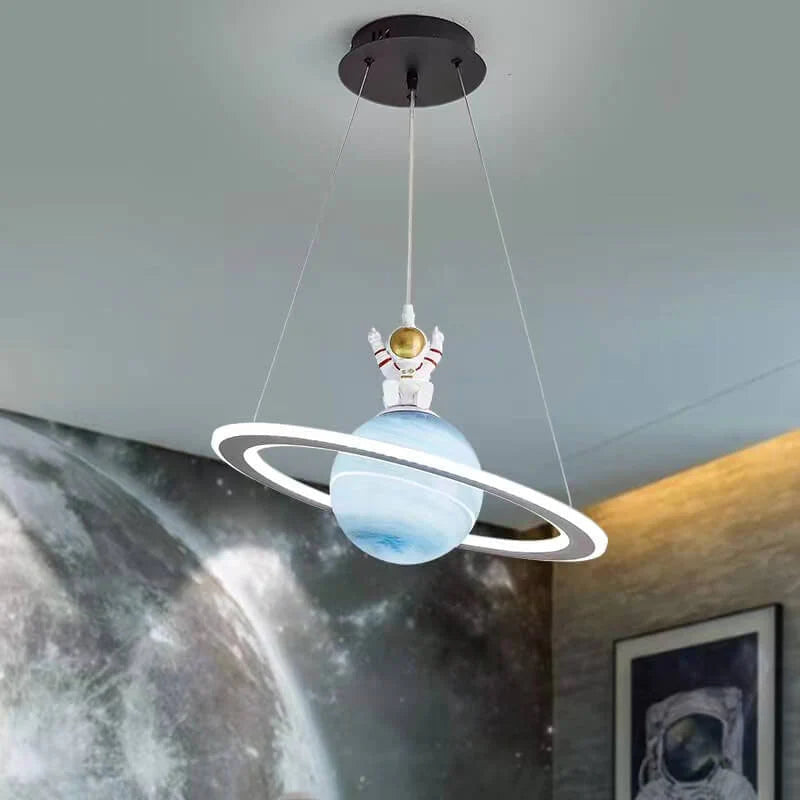 AA OUT OF STOCK Kids' Room LED Pendant Light - CosmoGlow-Blue Earth-B (With Astronaut)-3 Colour Temperatures-The Livary