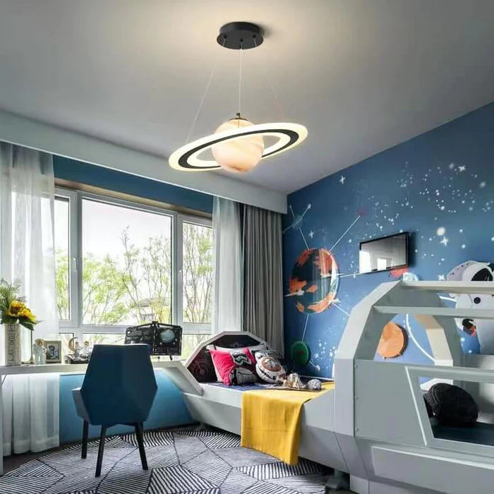 AA OUT OF STOCK Kids' Room LED Pendant Light - CosmoGlow-Orange Saturn-A (Not an astronaut)-3 Colour Temperatures-The Livary