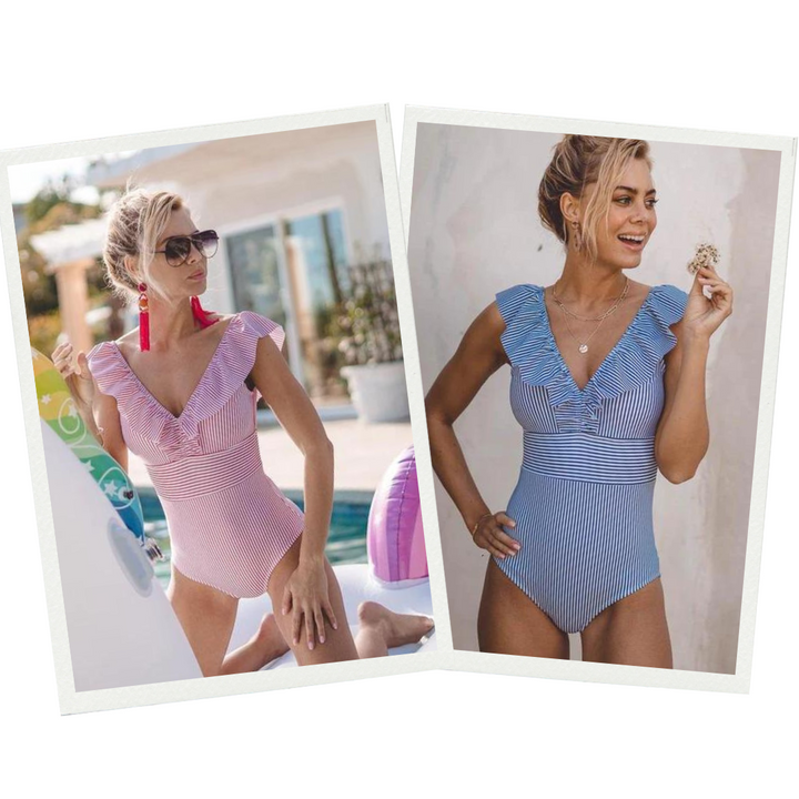 Retro Swimsuit with Print - Julia-Blue-S-The Livary