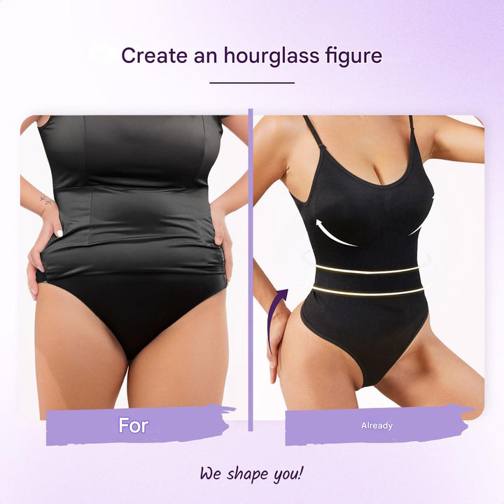 SculptEase Corrective Seamless Bodysuit String-Black-S-The Livary