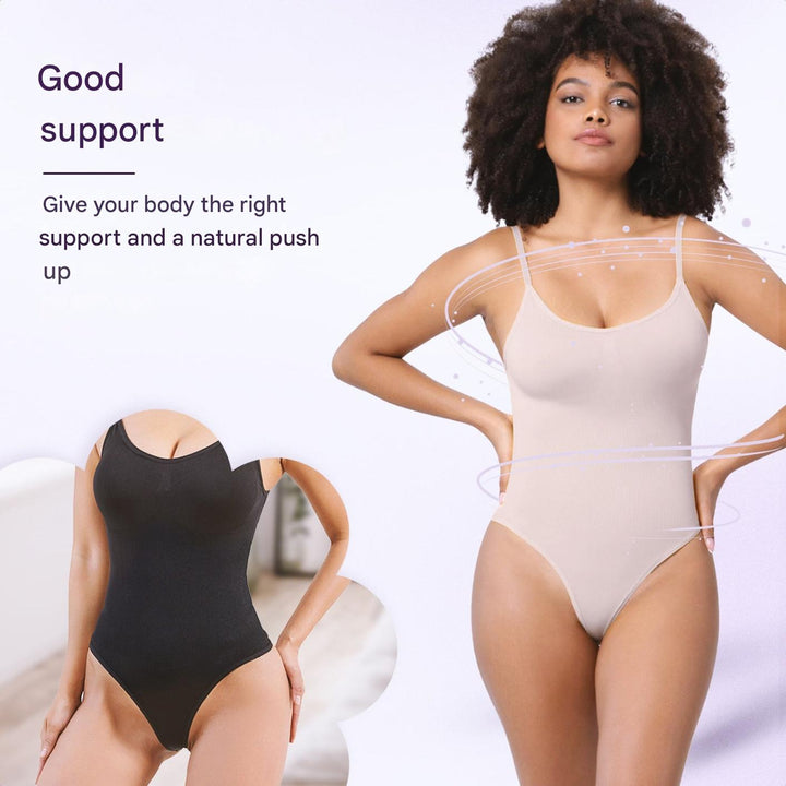 SculptEase Corrective Seamless Bodysuit String-Black-S-The Livary