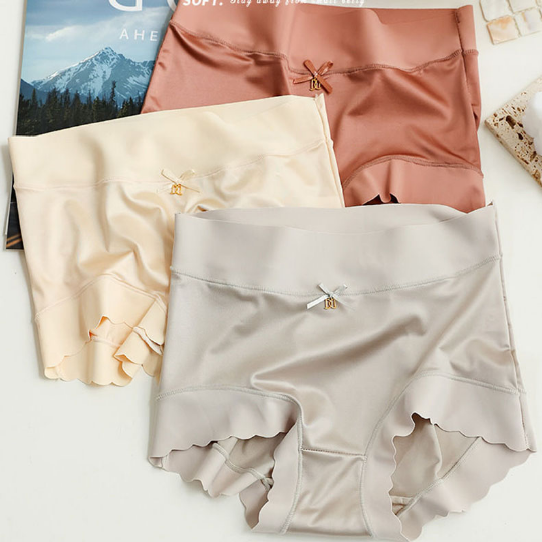 Seamless Satin Ladies' Briefs - Emliy-Beige-5+5 FREE! (10-Pack)-M (40-60kg)-The Livary