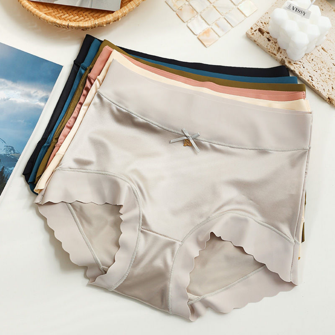 Seamless Satin Ladies' Briefs - Emliy-Beige-5+5 FREE! (10-Pack)-M (40-60kg)-The Livary
