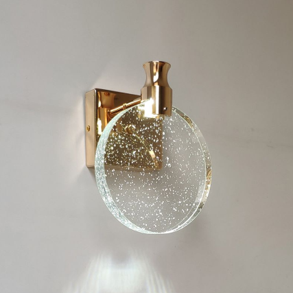 Luxury Round Crystal Wall Lamp – Celestia-Gold-Warm light-13cm-The Livary
