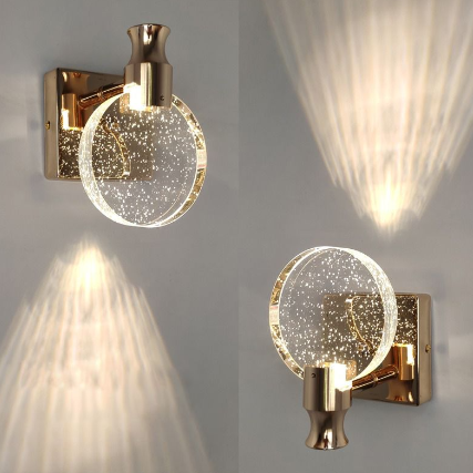Luxury Round Crystal Wall Lamp – Celestia-Gold-Warm light-13cm-The Livary