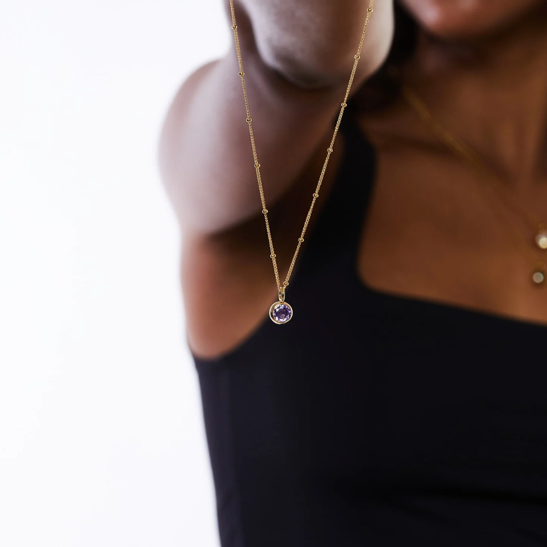 Birthstone Necklace - Aurora-January | Pomegranate-Gold-The Livary