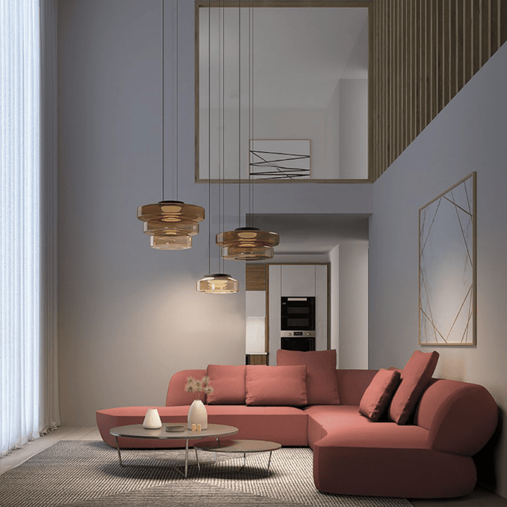 Modern Glass Pendant Light in Bauhaus Style - AuroraSphere-Amber-1 Level-D 9.84 x H 4.33 inches-The Livary