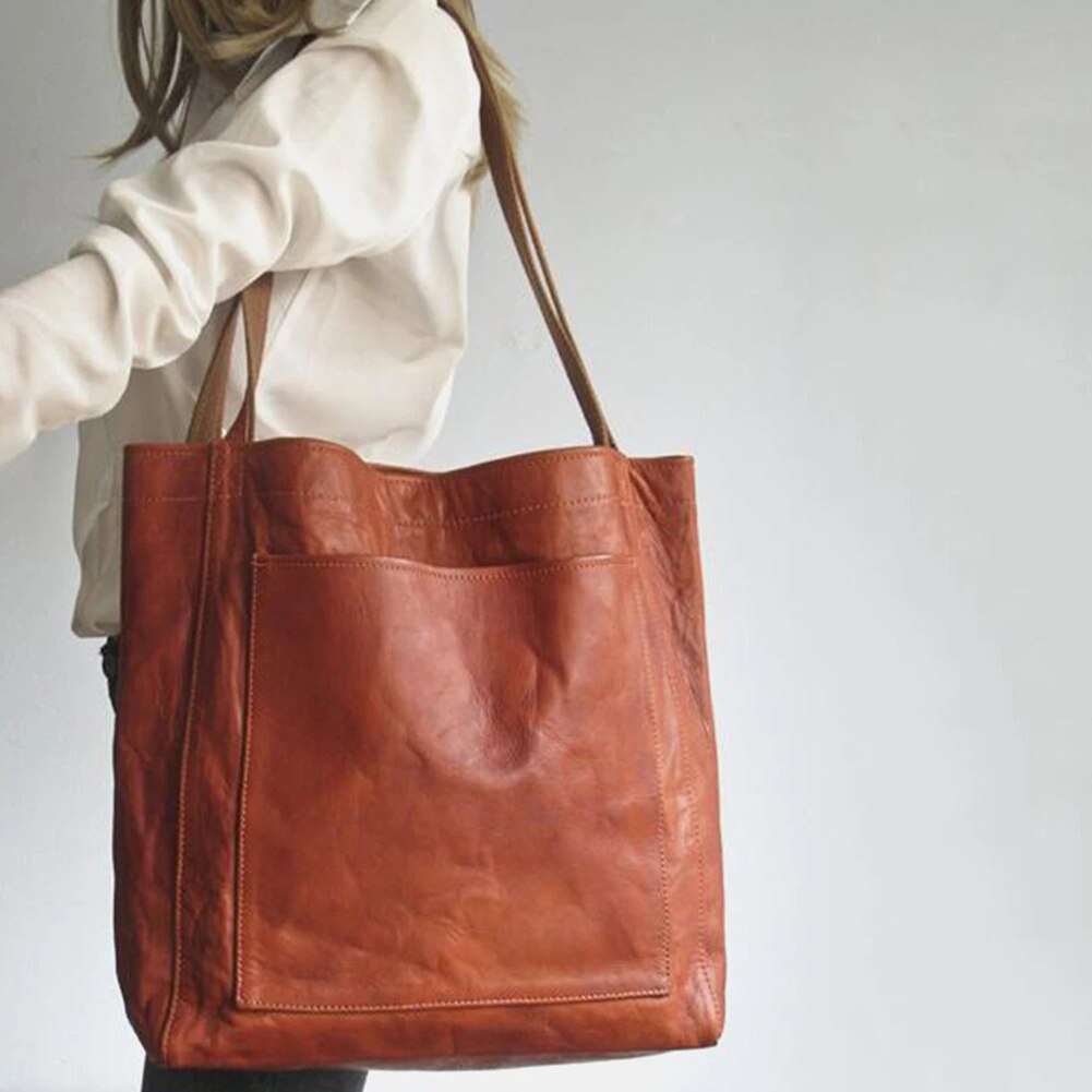 Stylish Leather Ladies Shoulder Bag - Elisa-Light brown-The Livary
