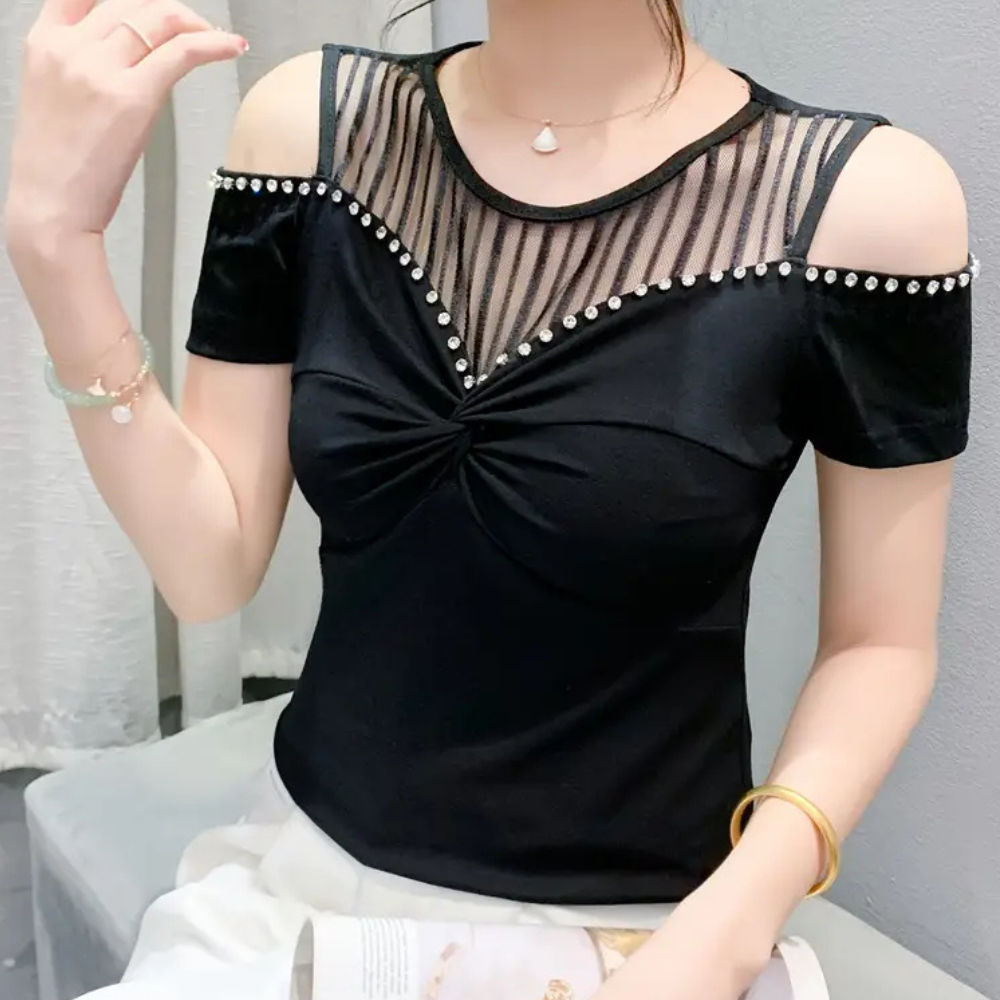 Trendy Cold-Shoulder Top for Women - Fenna-Red-XS-The Livary