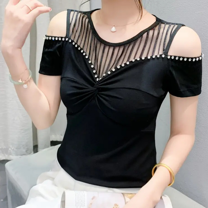 Trendy Cold-Shoulder Top for Women - Fenna-Red-XS-The Livary