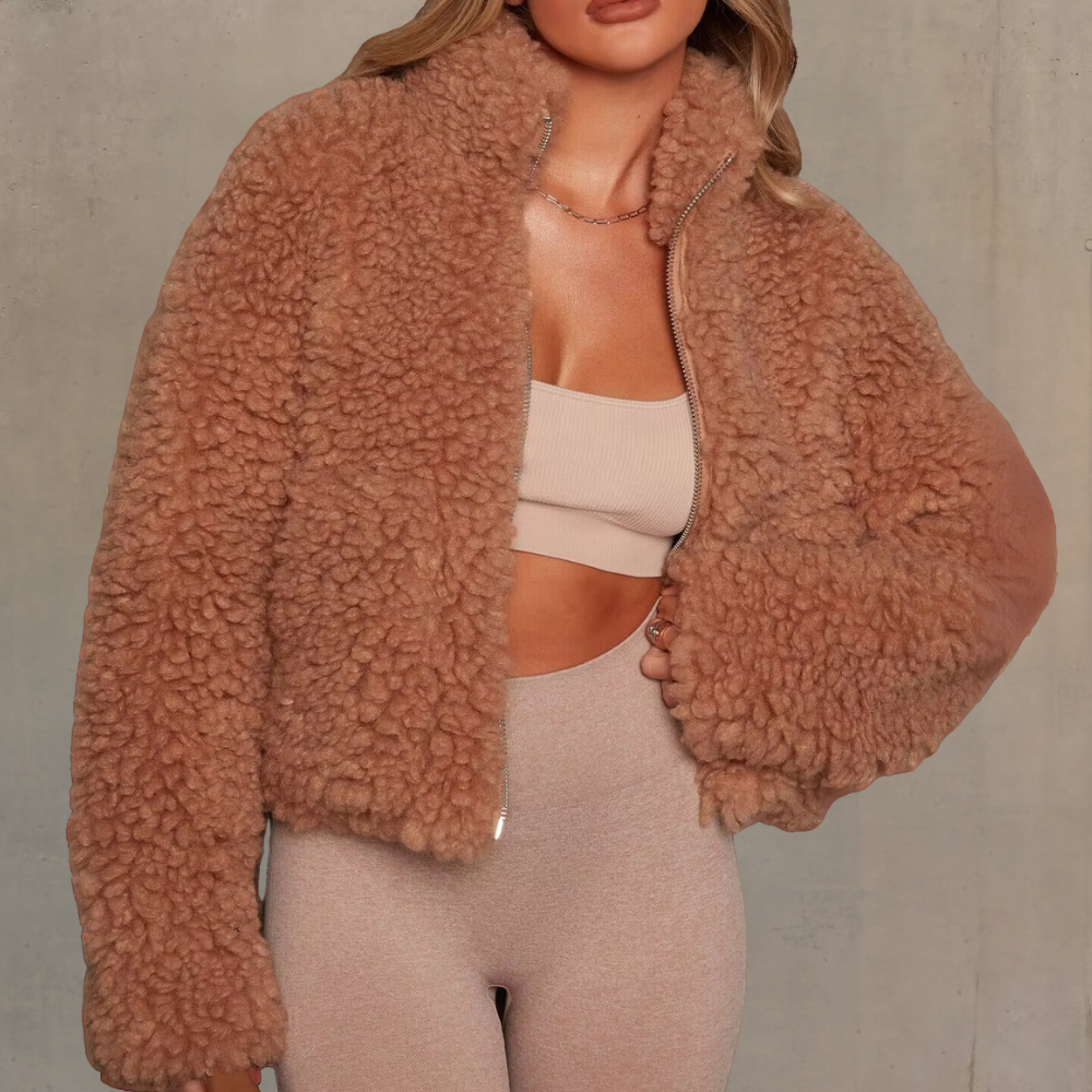 Warm and Soft Ladies' Coat - Livia-Brown-XS-The Livary