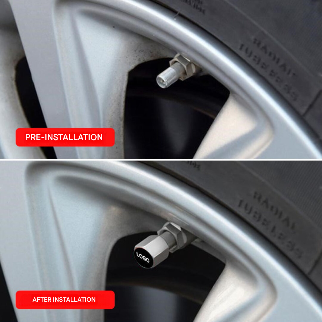 Brand Valve Caps Set (4 Pieces) - WheelTops-Black-Audi-The Livary