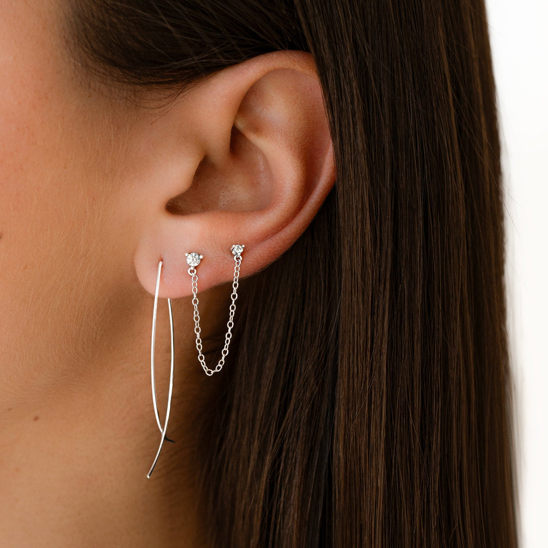 Stylish Minimalist Earrings - Lina-Silver-The Livary