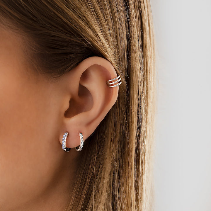 Stylish Zirconia Earrings - Mila-Silver-The Livary