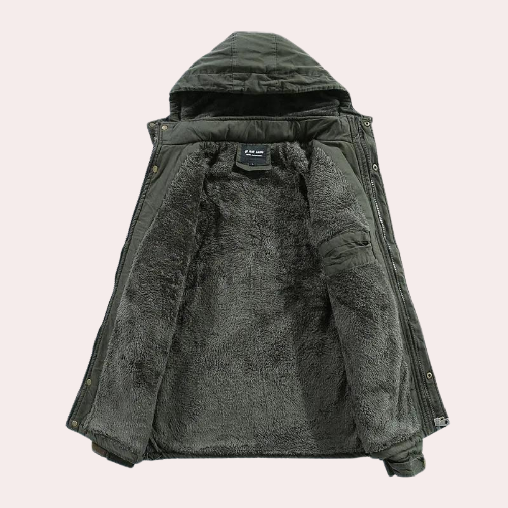 Men's Winter Jacket with Warm Hood - Logan-Green-S-The Livary