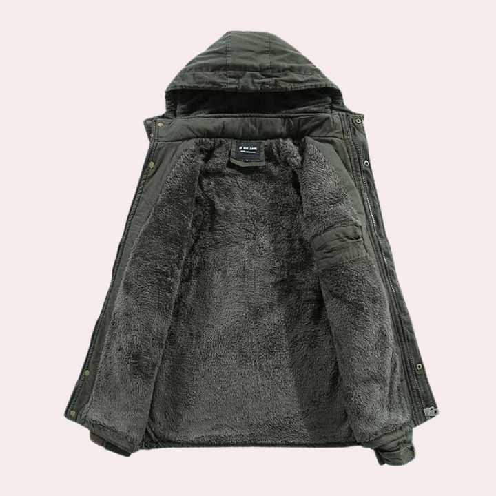 Men's Winter Jacket with Warm Hood - Logan-Green-S-The Livary