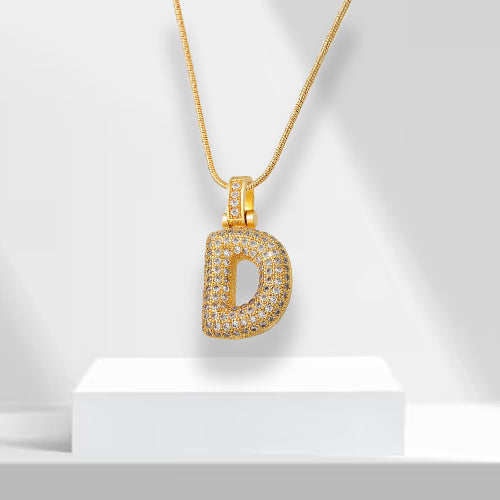 Bubble Letters Necklace with Pendant - LuxeLette-D-The Livary