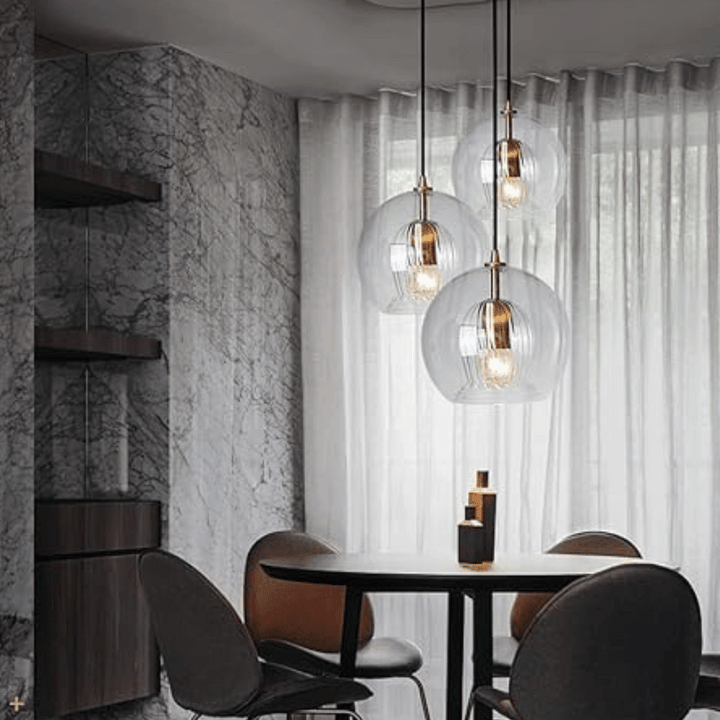 Modern Aluminium-Glass Pendant Lamp - LumaLite-Transparent-Neutral White-The Livary
