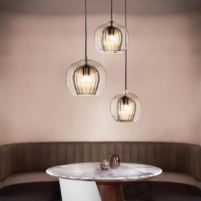 Modern Aluminium-Glass Pendant Lamp - LumaLite-Transparent-Neutral White-The Livary