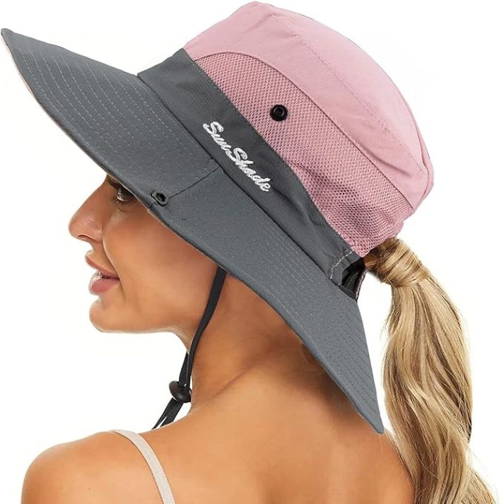 Stylish women's UV protection sun hat with a wide brim – Livia-Pink-The Livary